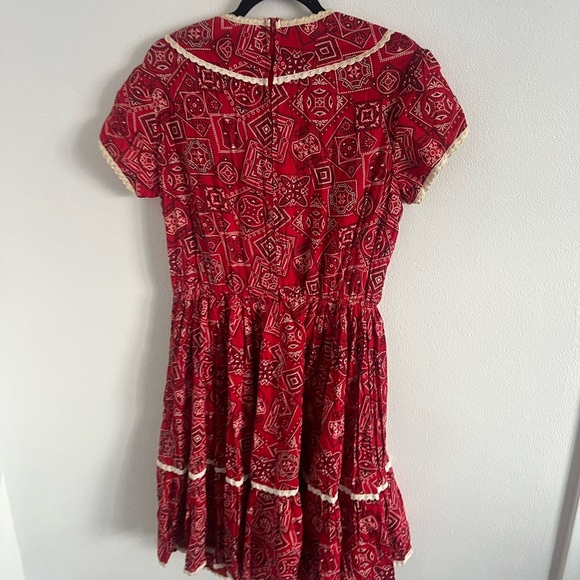 Vintage 1960s Kate Schorer Red Bandana Americana Print Dress - Picture 3 of 6